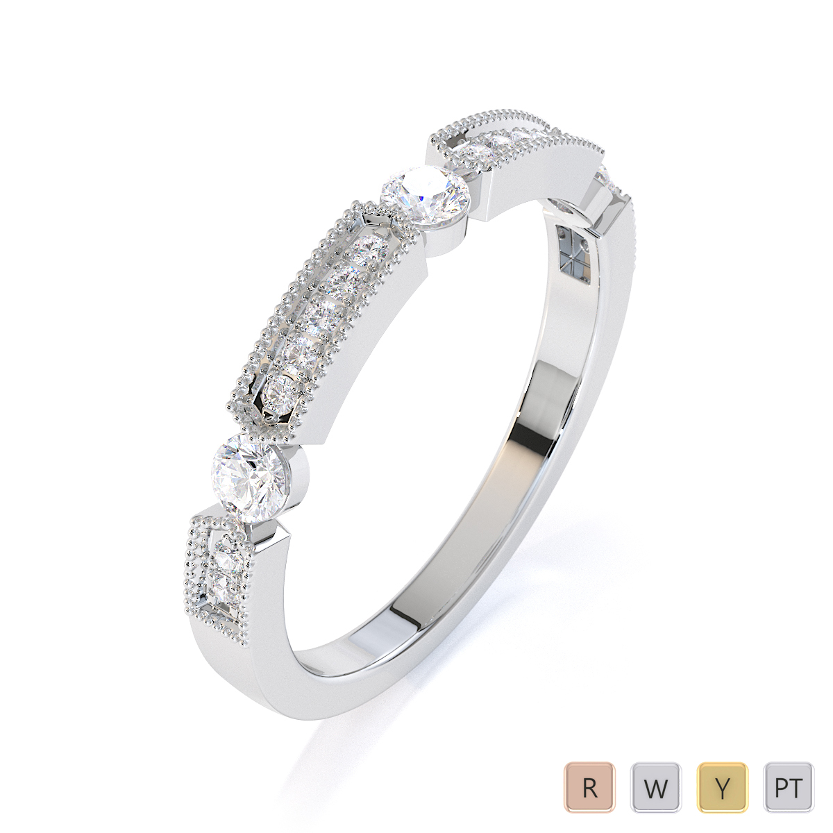 Gold / Platinum Diamond Half Eternity Ring RZ1501