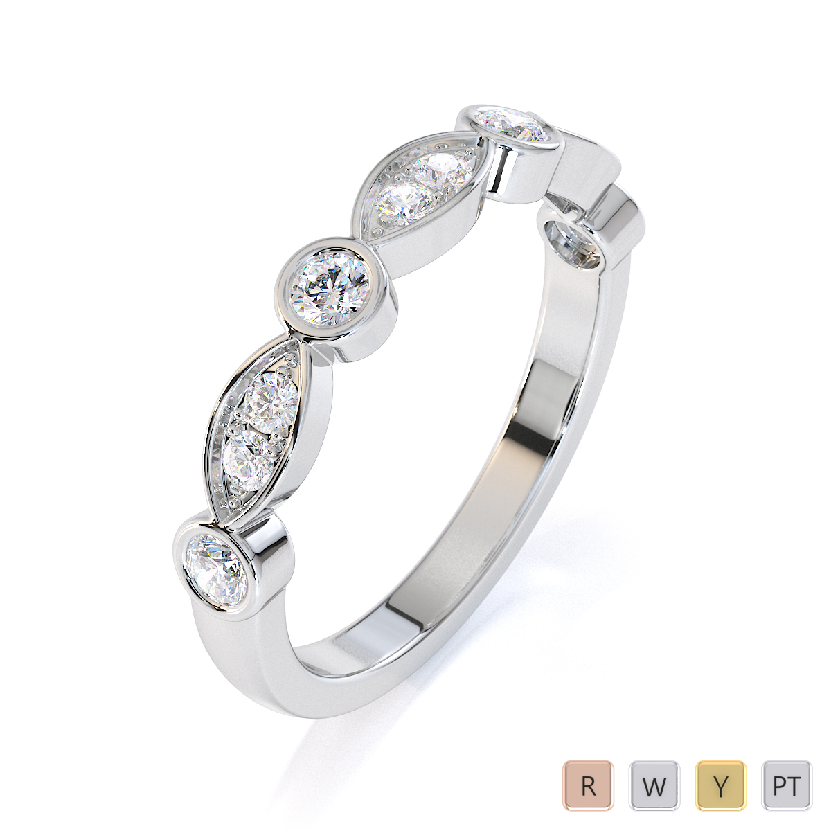 Gold / Platinum Diamond Half Eternity Ring RZ1511