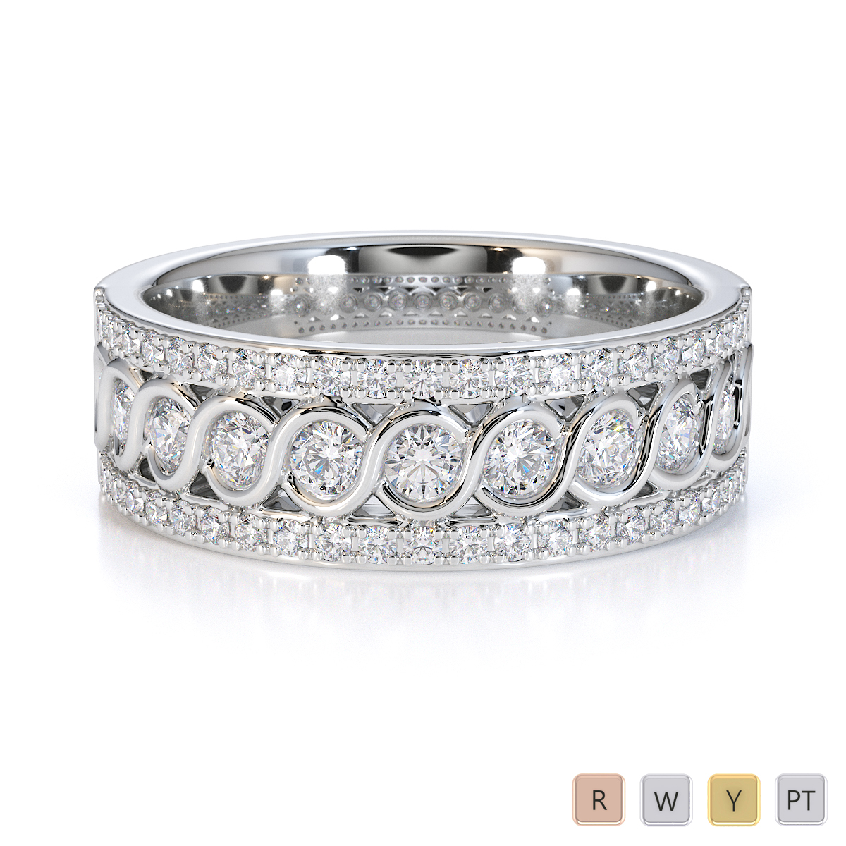 Gold / Platinum Diamond Half Eternity Ring RZ1525