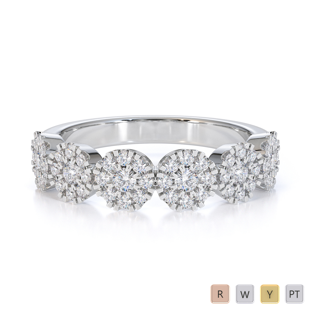 Gold / Platinum Diamond Half Eternity Ring RZ1531