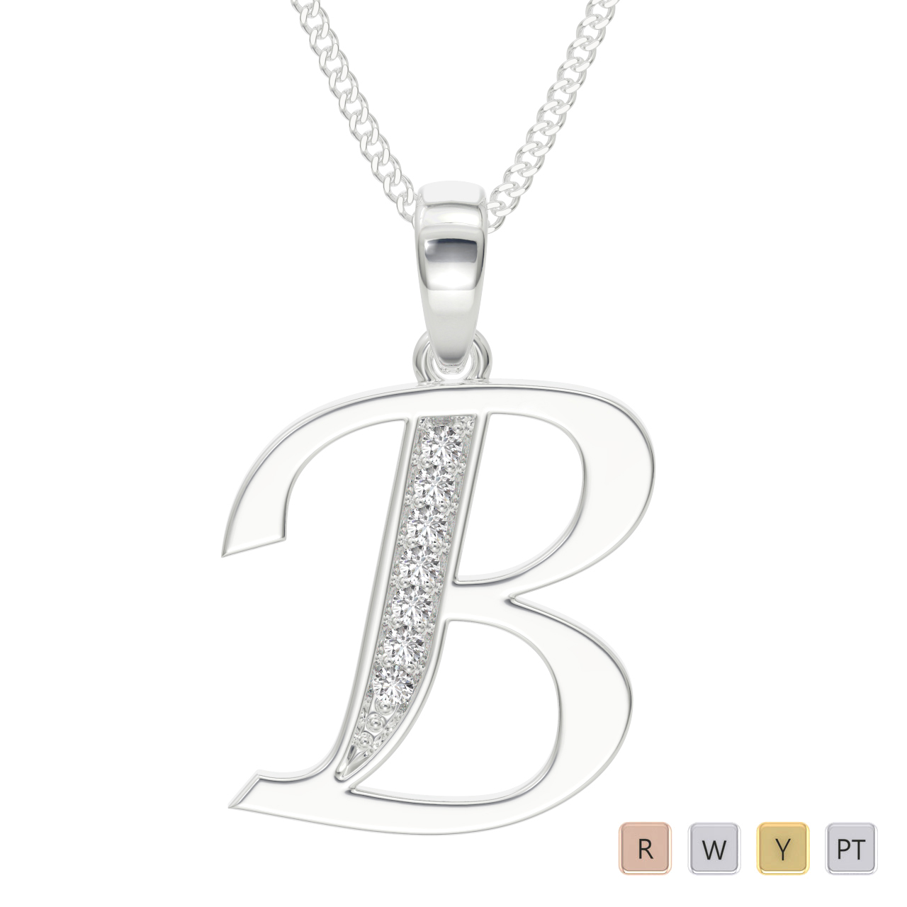 Gold / Platinum Diamond Initial Necklace PZ2299
