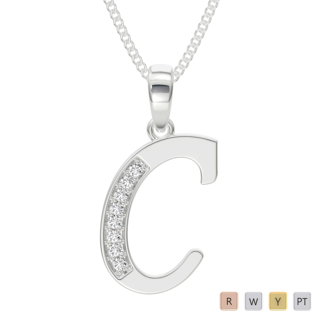 Gold / Platinum Diamond Initial Necklace PZ2300