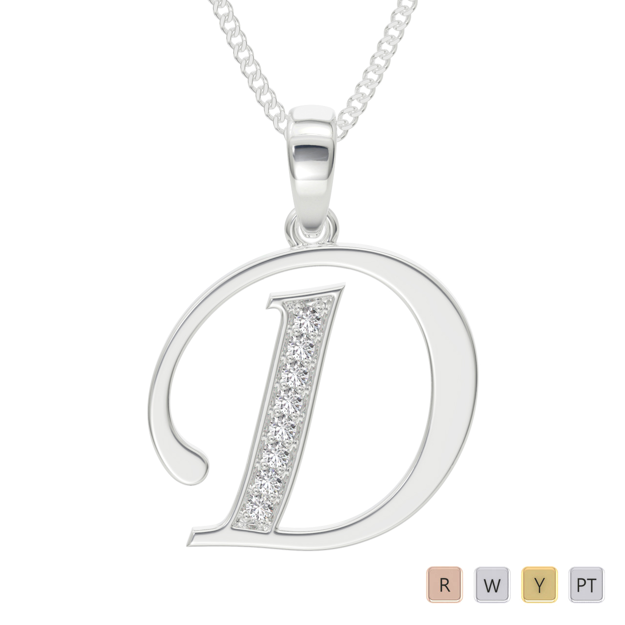 Gold / Platinum Diamond Initial Necklace PZ2301