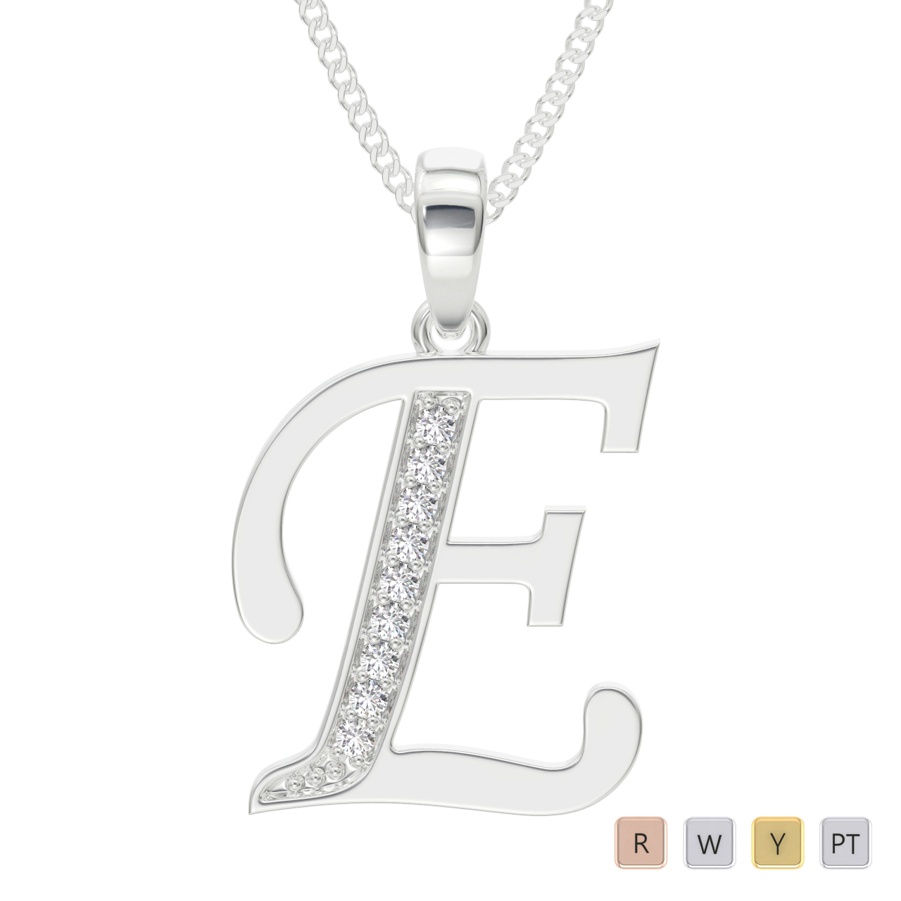 Gold / Platinum Diamond Initial Necklace PZ2302