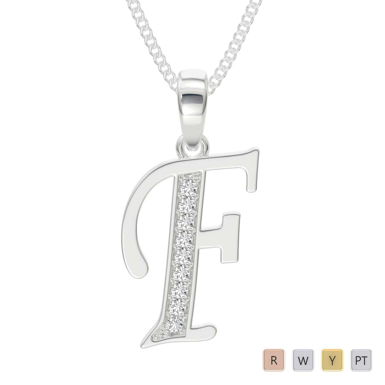 Gold / Platinum Diamond Initial Necklace PZ2303
