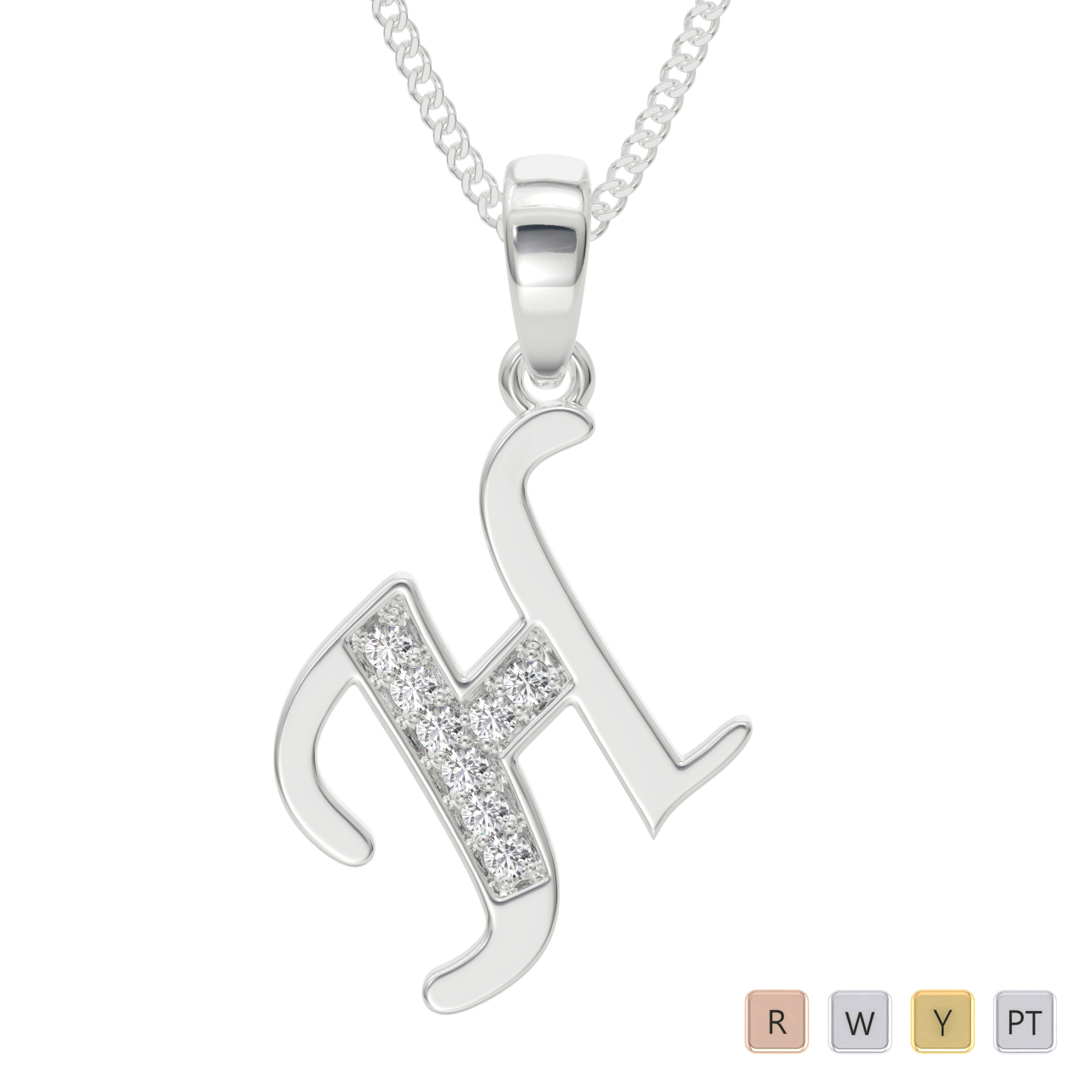 Gold / Platinum Diamond Initial Necklace PZ2305