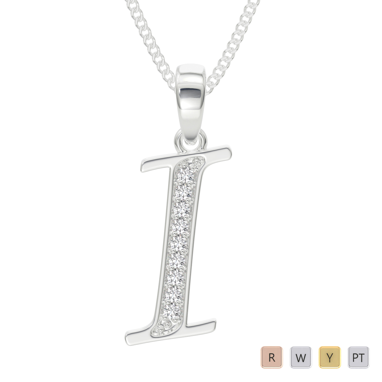 Gold / Platinum Diamond Initial Necklace PZ2306