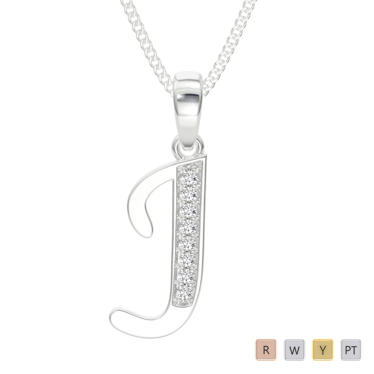 Gold / Platinum Diamond Initial Necklace PZ2307