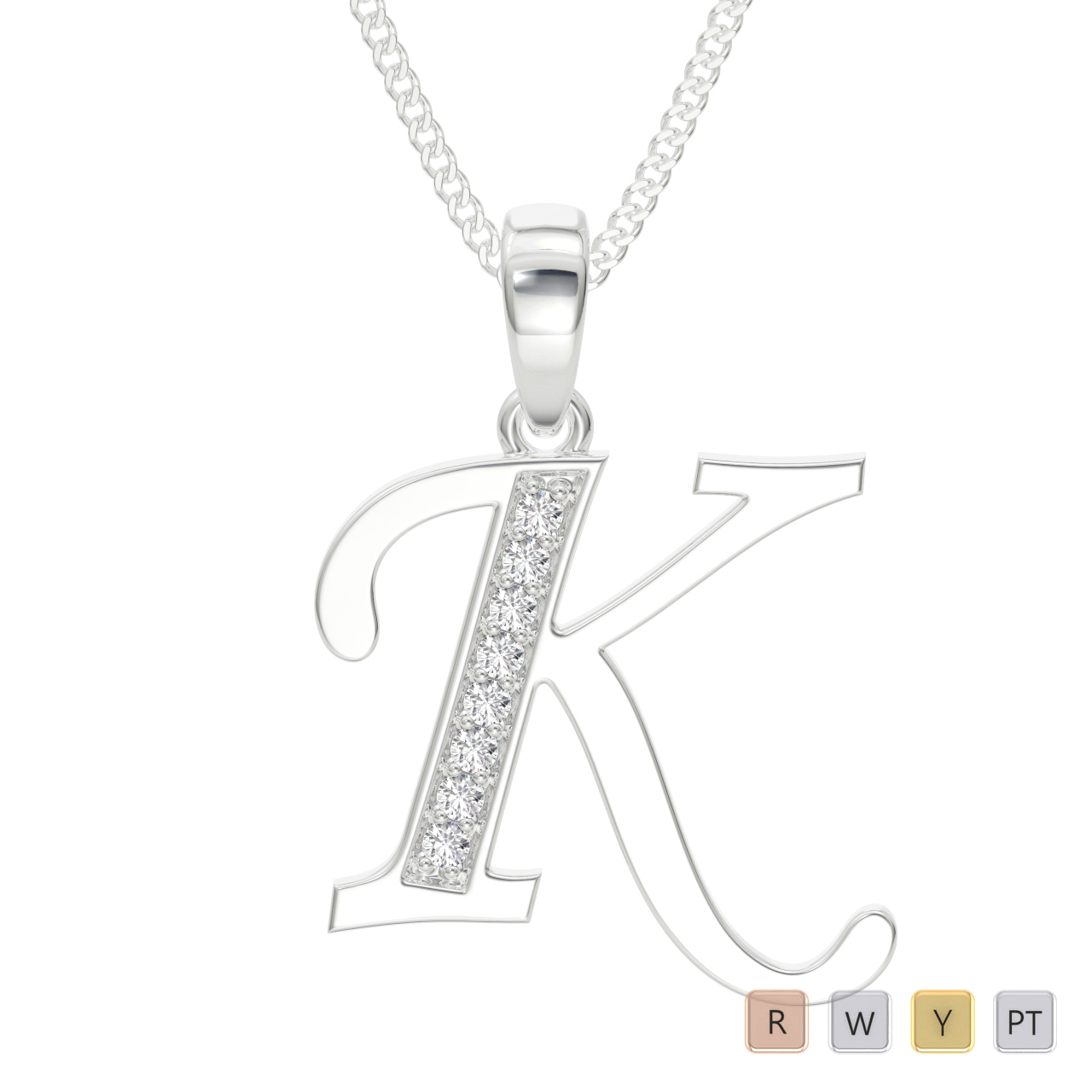 Gold / Platinum Diamond Initial Necklace PZ2308