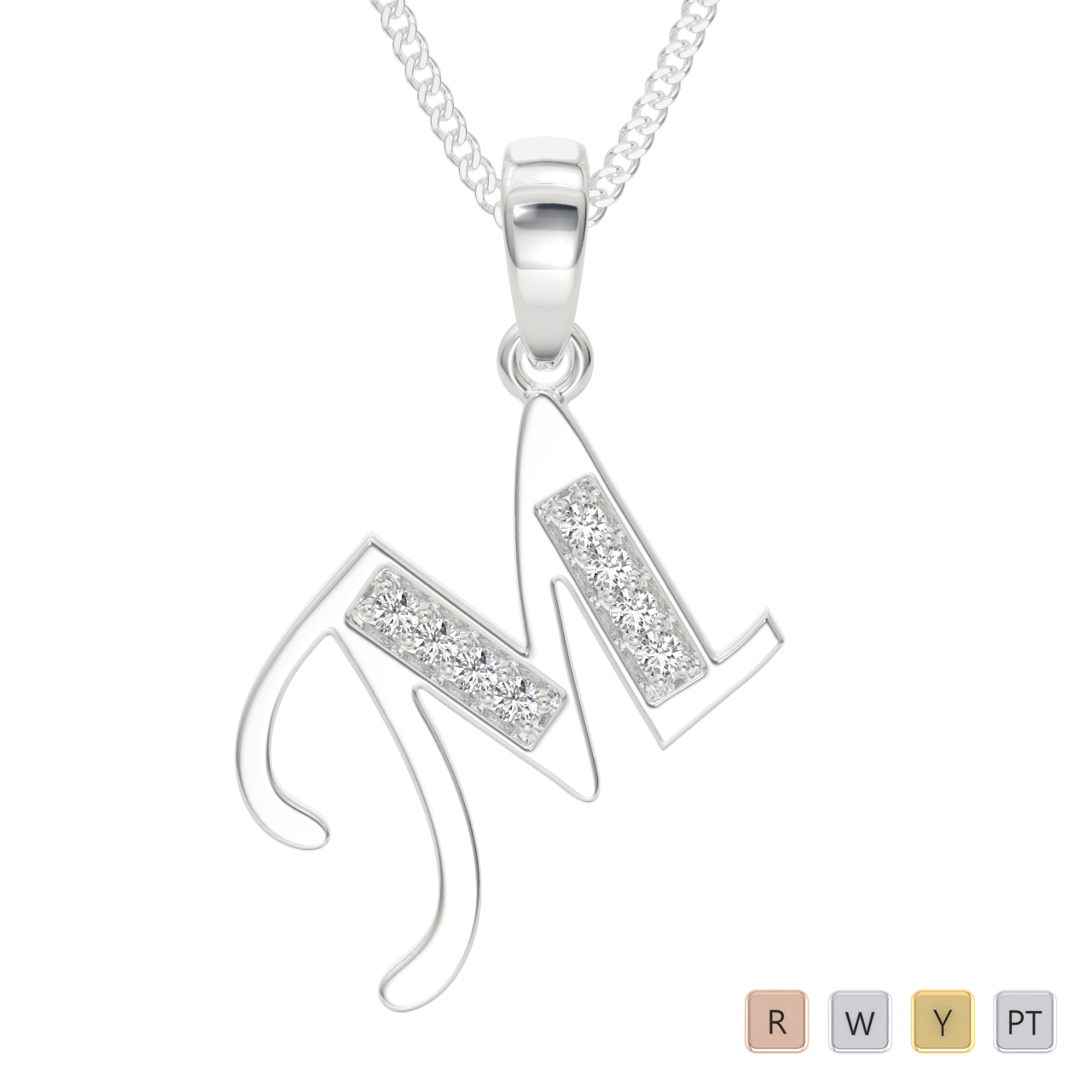 Gold / Platinum Diamond Initial Necklace PZ2310