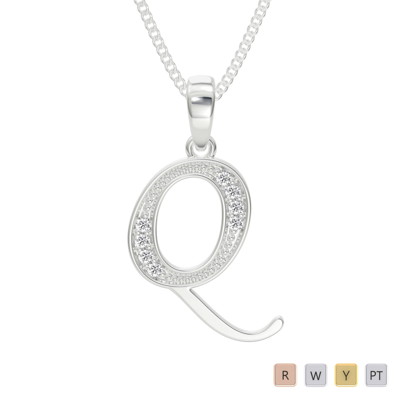 Gold / Platinum Diamond Initial Necklace PZ2314