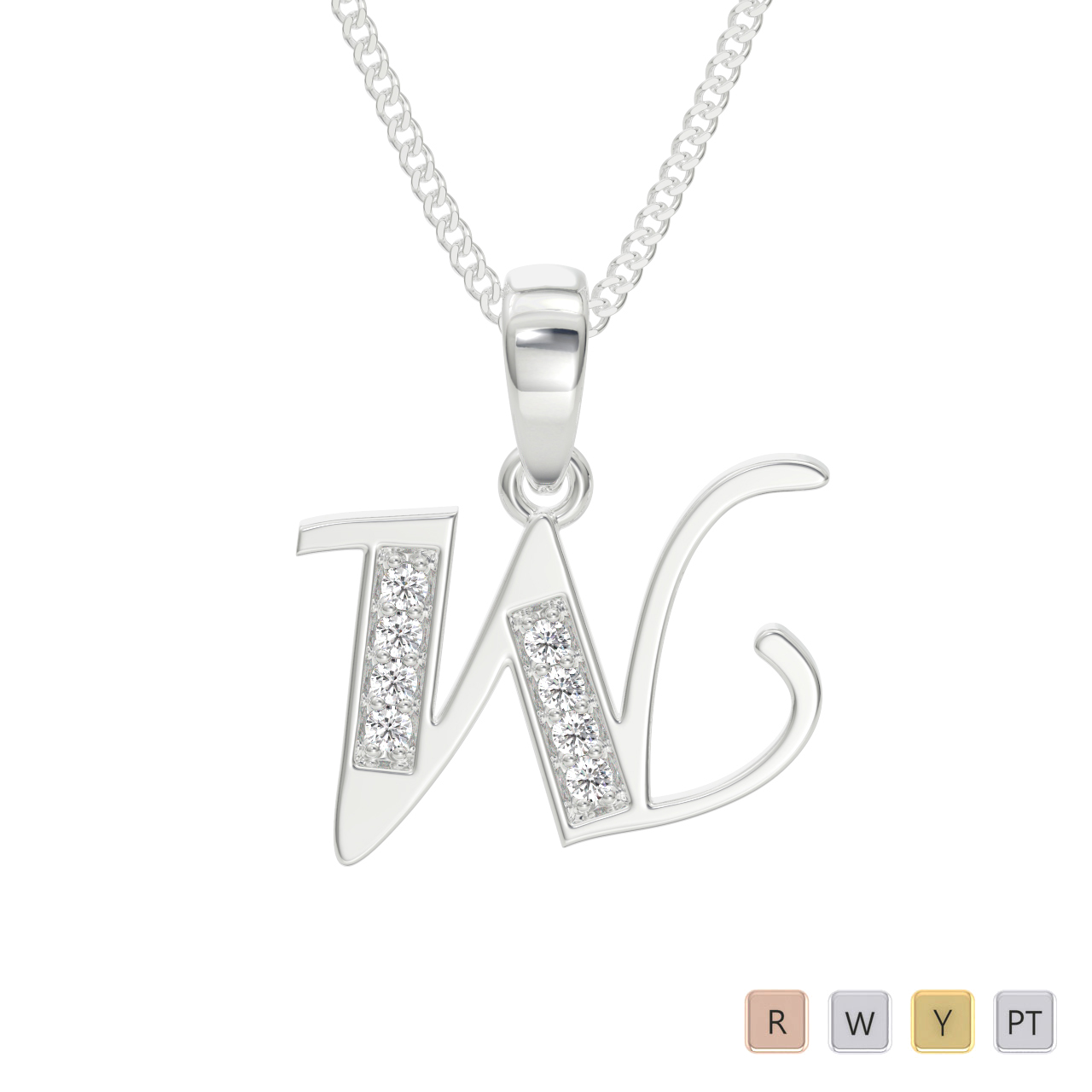 Gold / Platinum Diamond Initial Necklace PZ2320