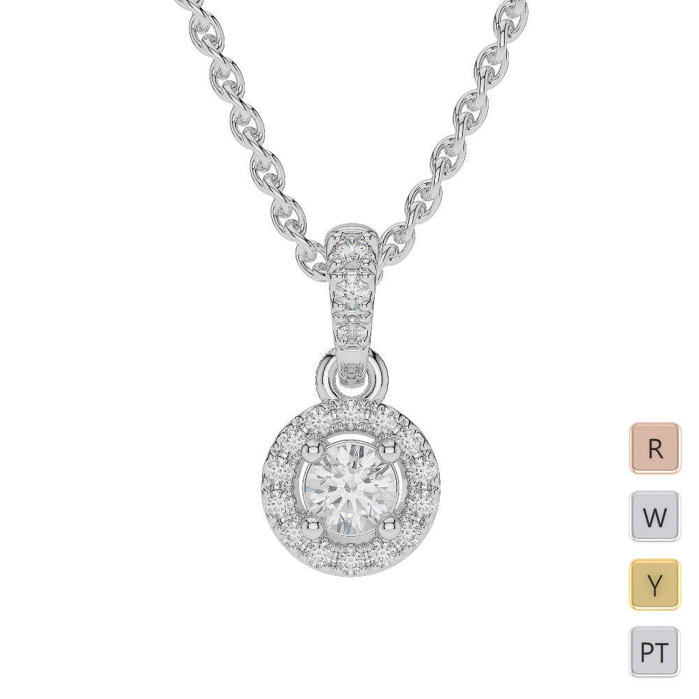 Gold / Platinum Diamond Halo Necklace AGDNC-0255