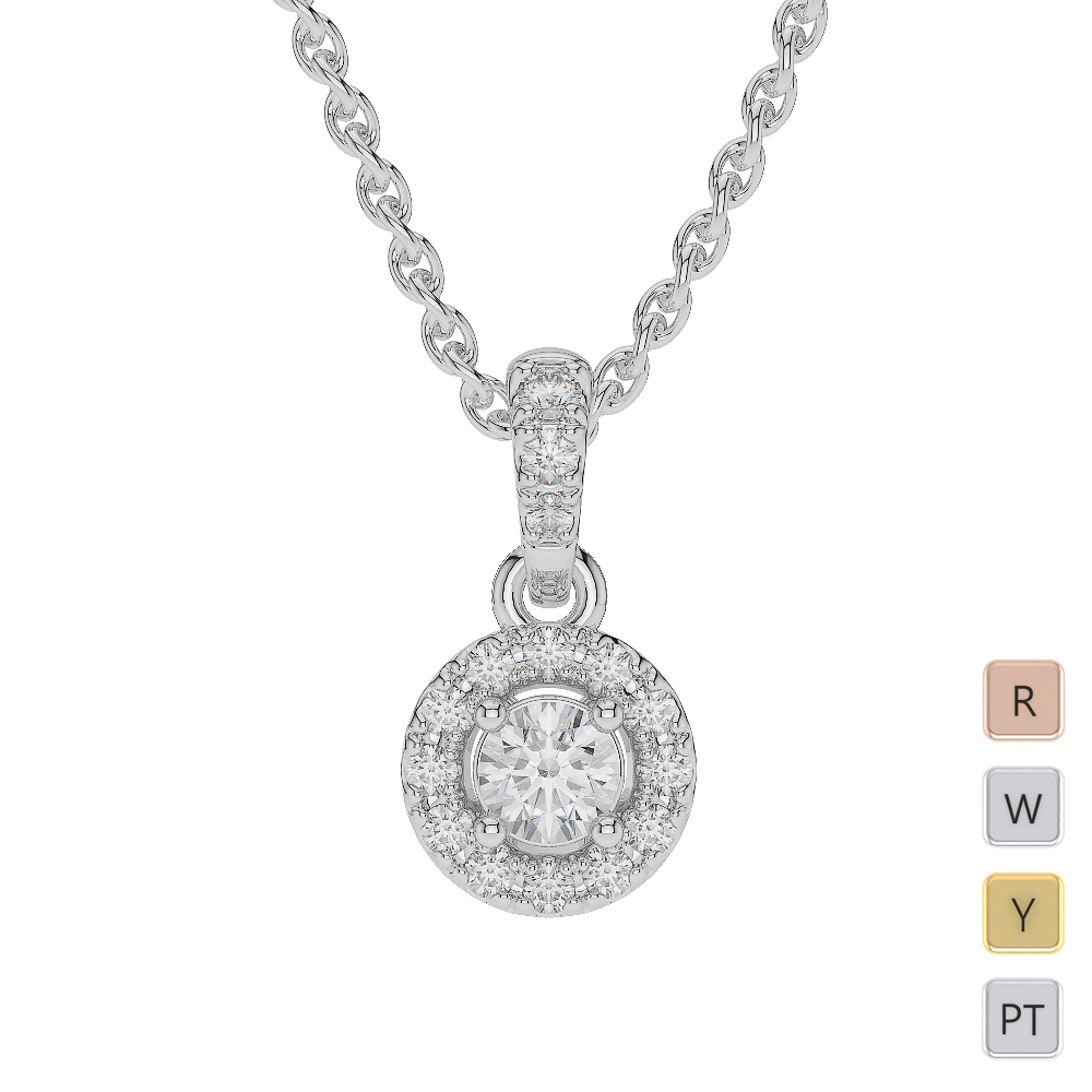 Gold / Platinum Diamond Halo Necklace AGDNC-0760