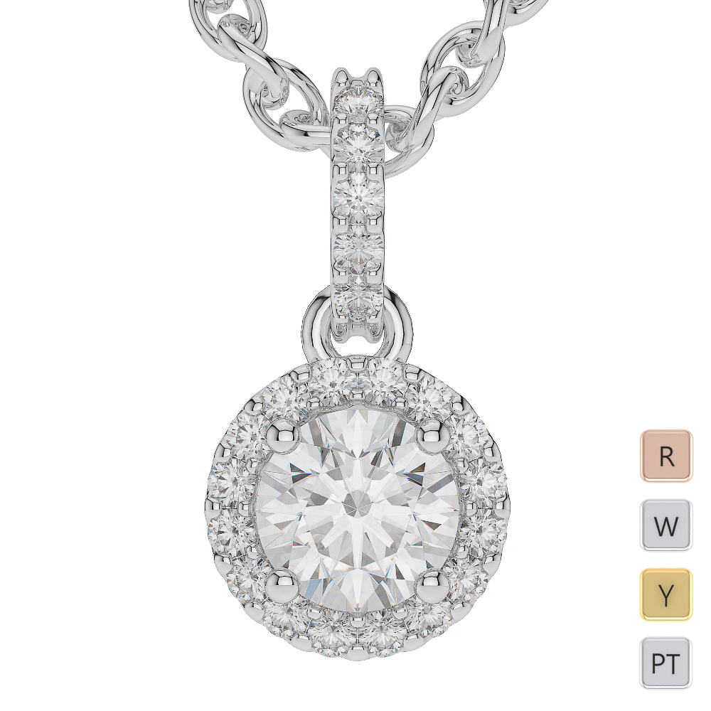Gold / Platinum Diamond Halo Necklace AGDNC-1010