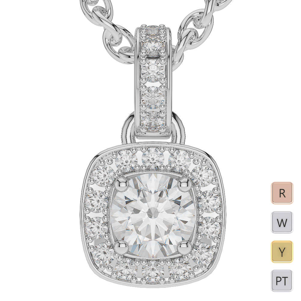 Gold / Platinum Diamond Halo Necklace AGDNC-1011