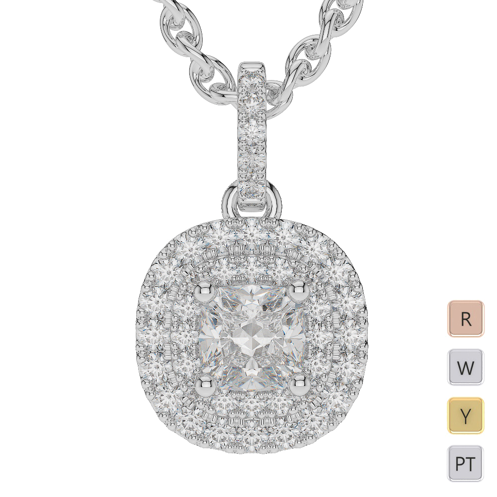 Gold / Platinum Diamond Halo Necklace AGDNC-1014