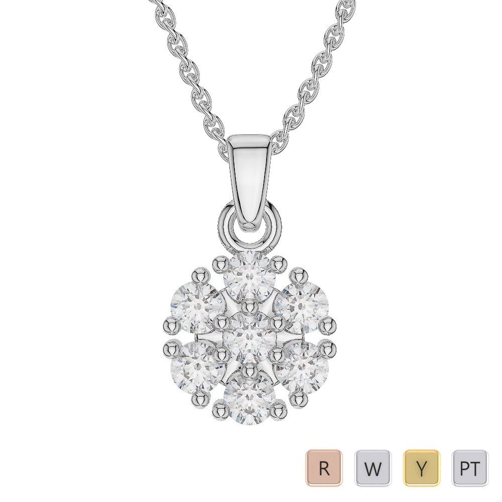 Gold / Platinum Diamond Cluster Necklace AGDNC-1016