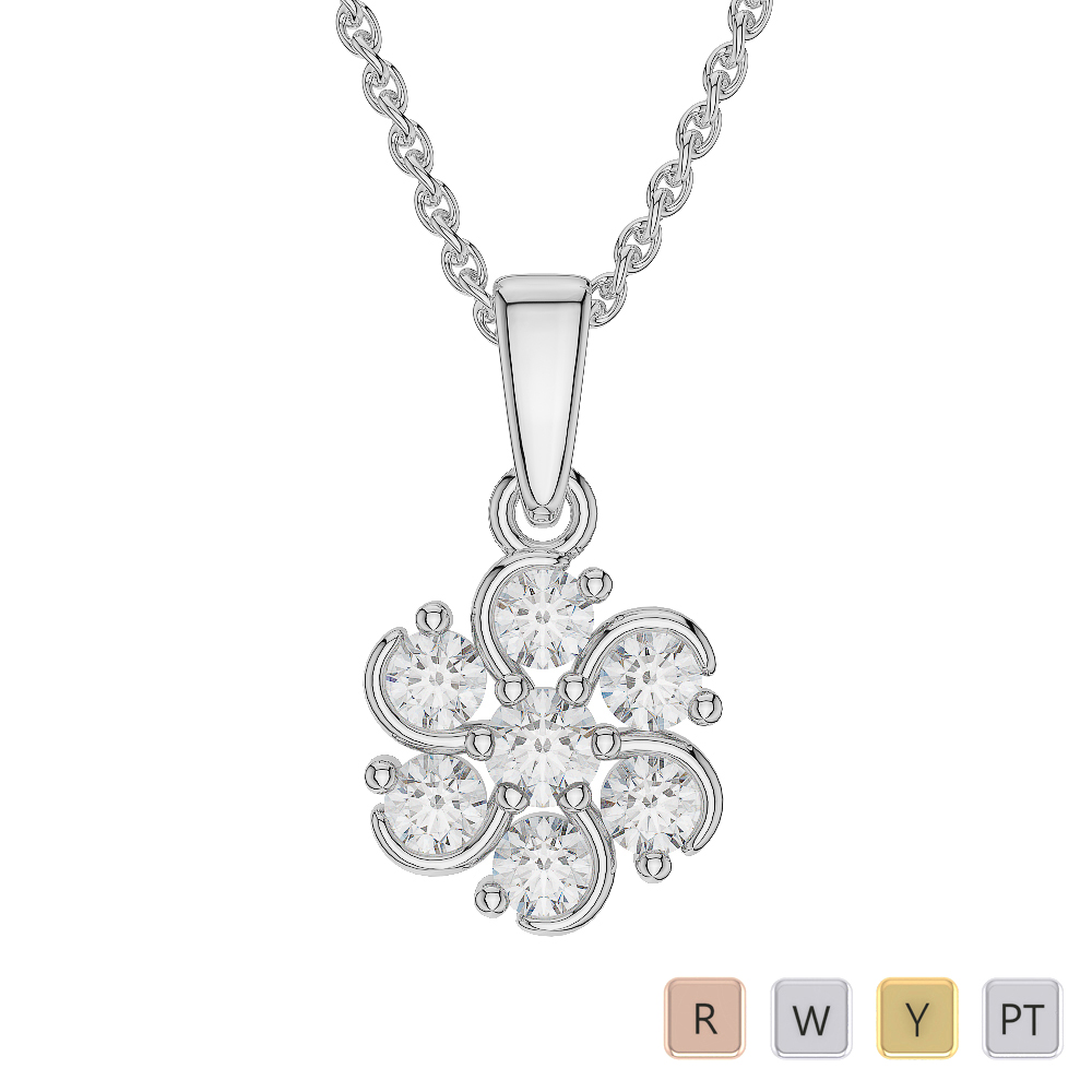 Gold / Platinum Diamond Cluster Necklace AGDNC-1018