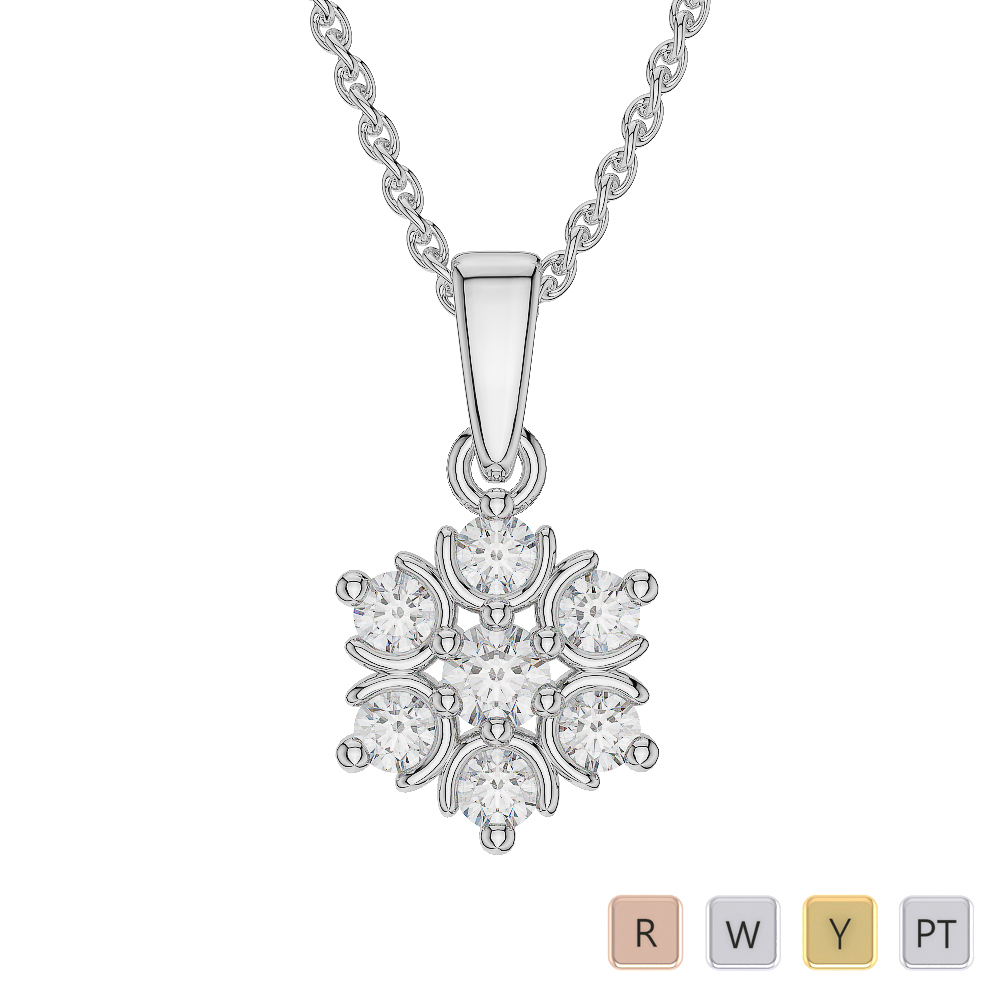 Gold / Platinum Diamond Cluster Necklace AGDNC-1019