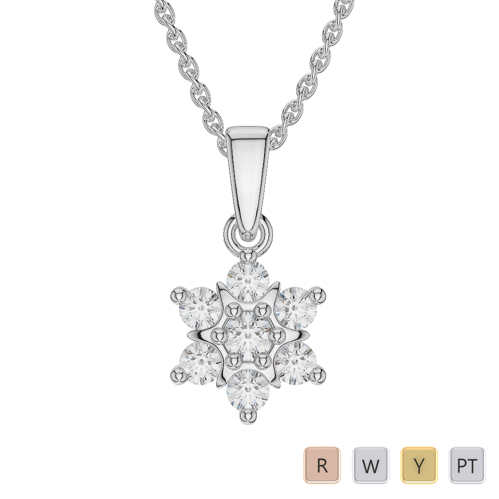 Gold / Platinum Diamond Cluster Necklace AGDNC-1020