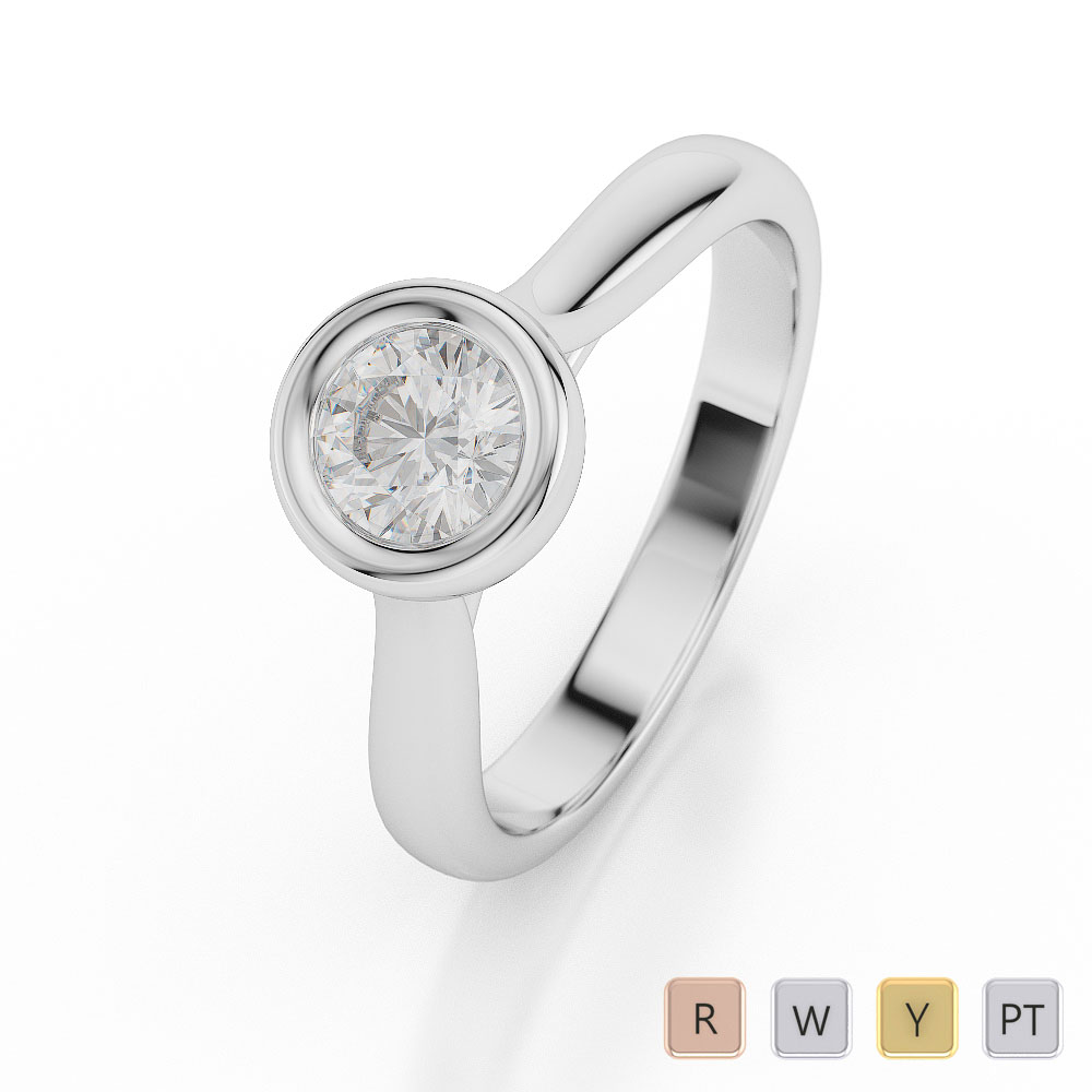Gold / Platinum Round Shape Diamond Solitaire Ring AGDR-1011