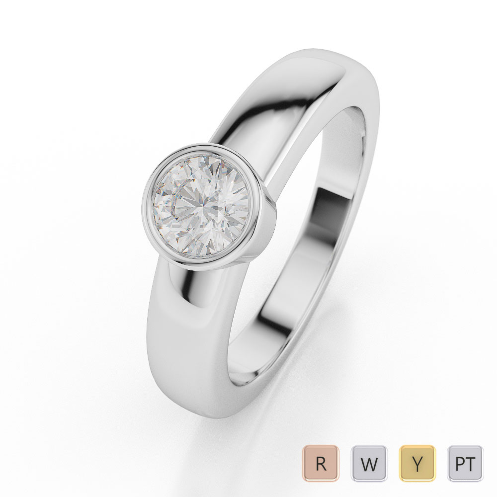 Gold / Platinum Round Shape Diamond Solitaire Ring AGDR-1012