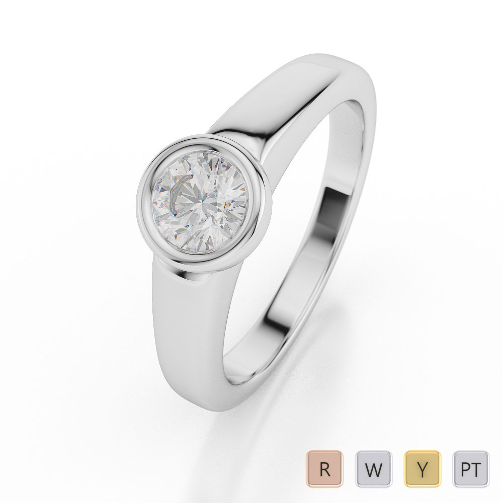 Gold / Platinum Round Shape Diamond Solitaire Ring AGDR-1013
