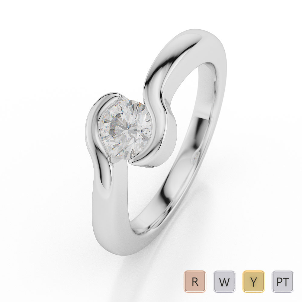 Gold / Platinum Round Shape Diamond Solitaire Ring AGDR-1014