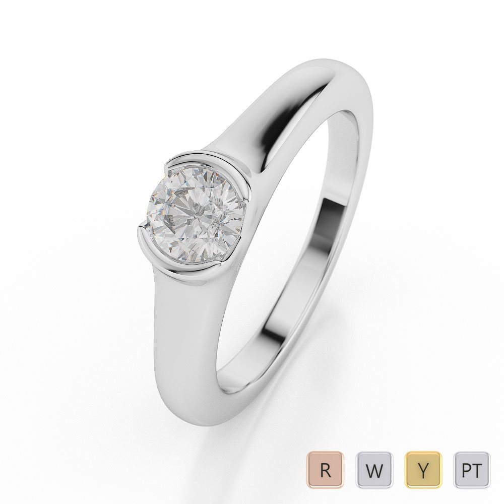 Gold / Platinum Round Shape Diamond Solitaire Ring AGDR-1015