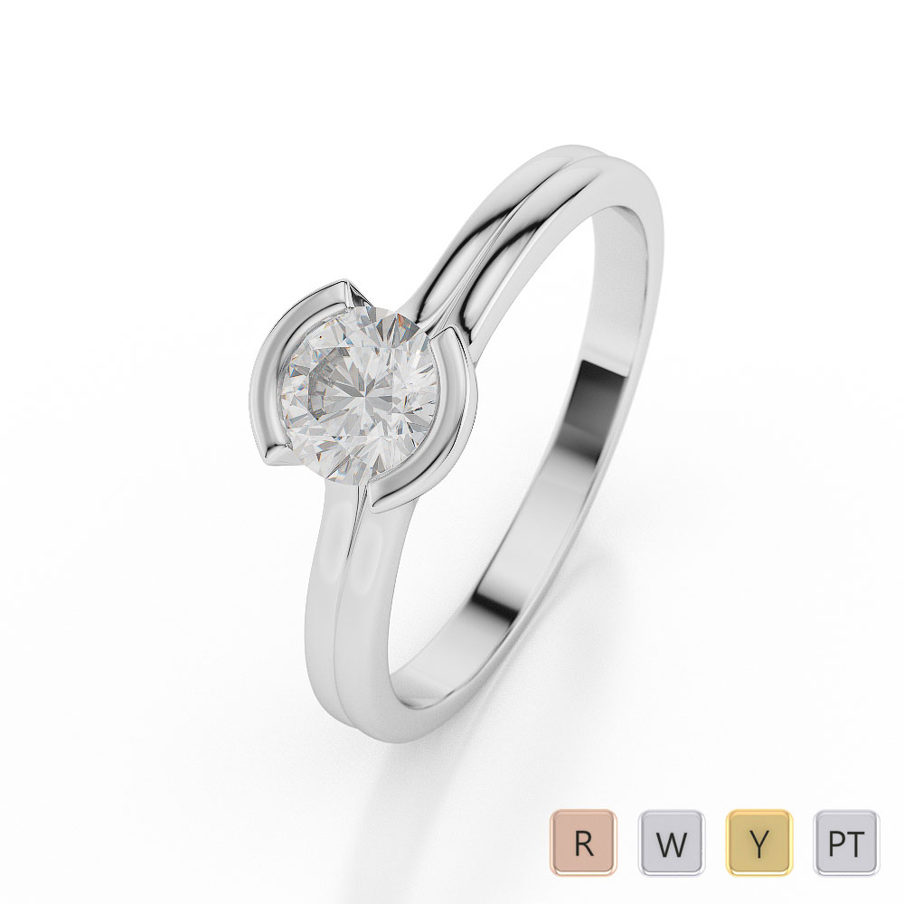 Gold / Platinum Round Shape Diamond Solitaire Ring AGDR-1016