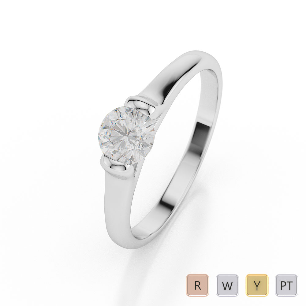 Gold / Platinum Round Shape Diamond Solitaire Ring AGDR-1017