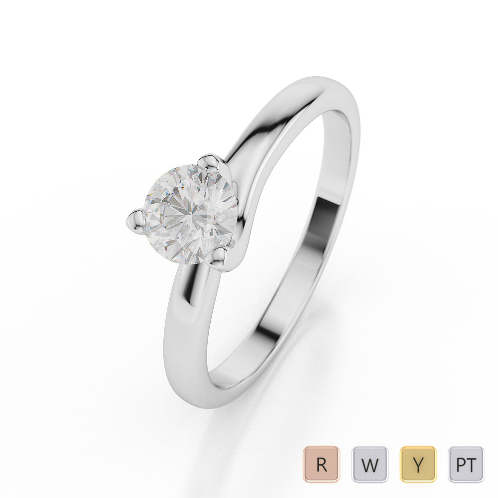 Gold / Platinum Round Shape Diamond Solitaire Ring AGDR-1019