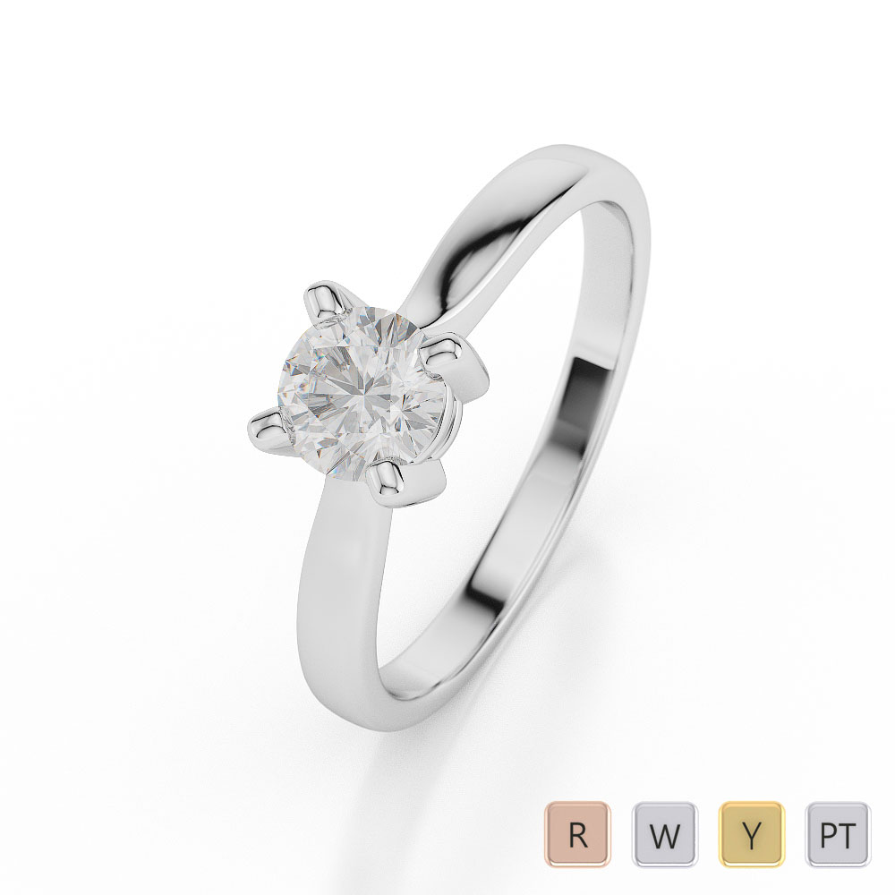 Gold / Platinum Round Shape Diamond Solitaire Ring AGDR-1020