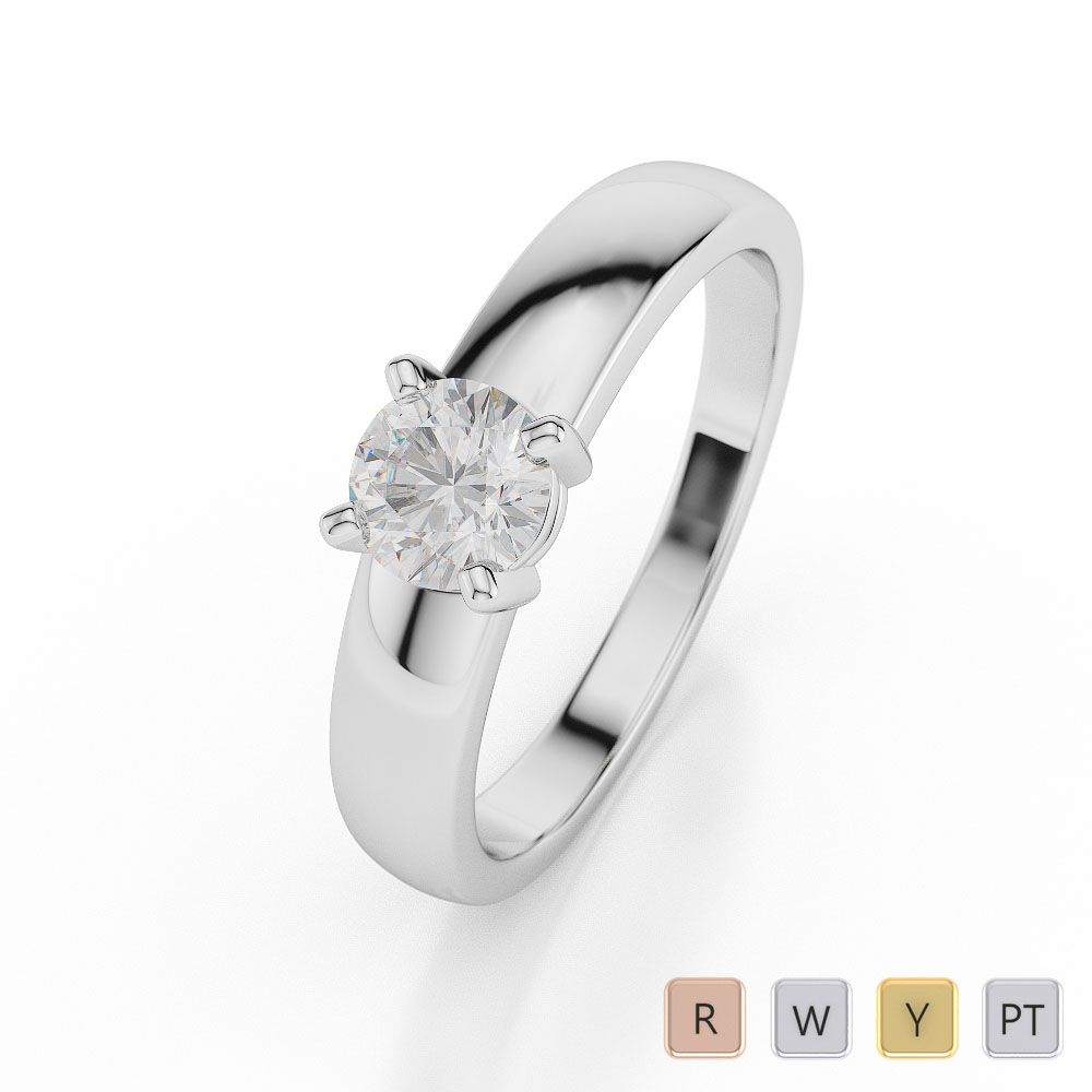 Gold / Platinum Round Shape Diamond Solitaire Ring AGDR-1021