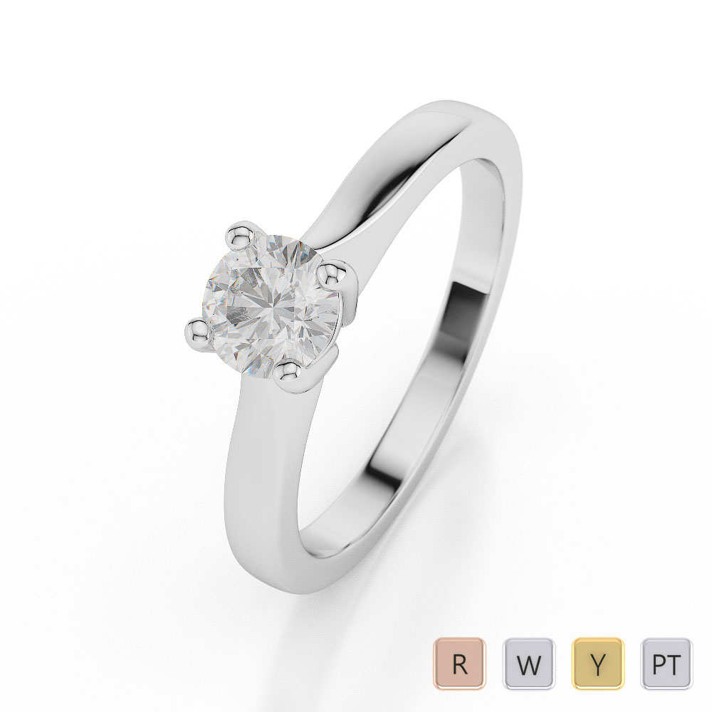 Gold / Platinum Round Shape Diamond Solitaire Ring AGDR-1023