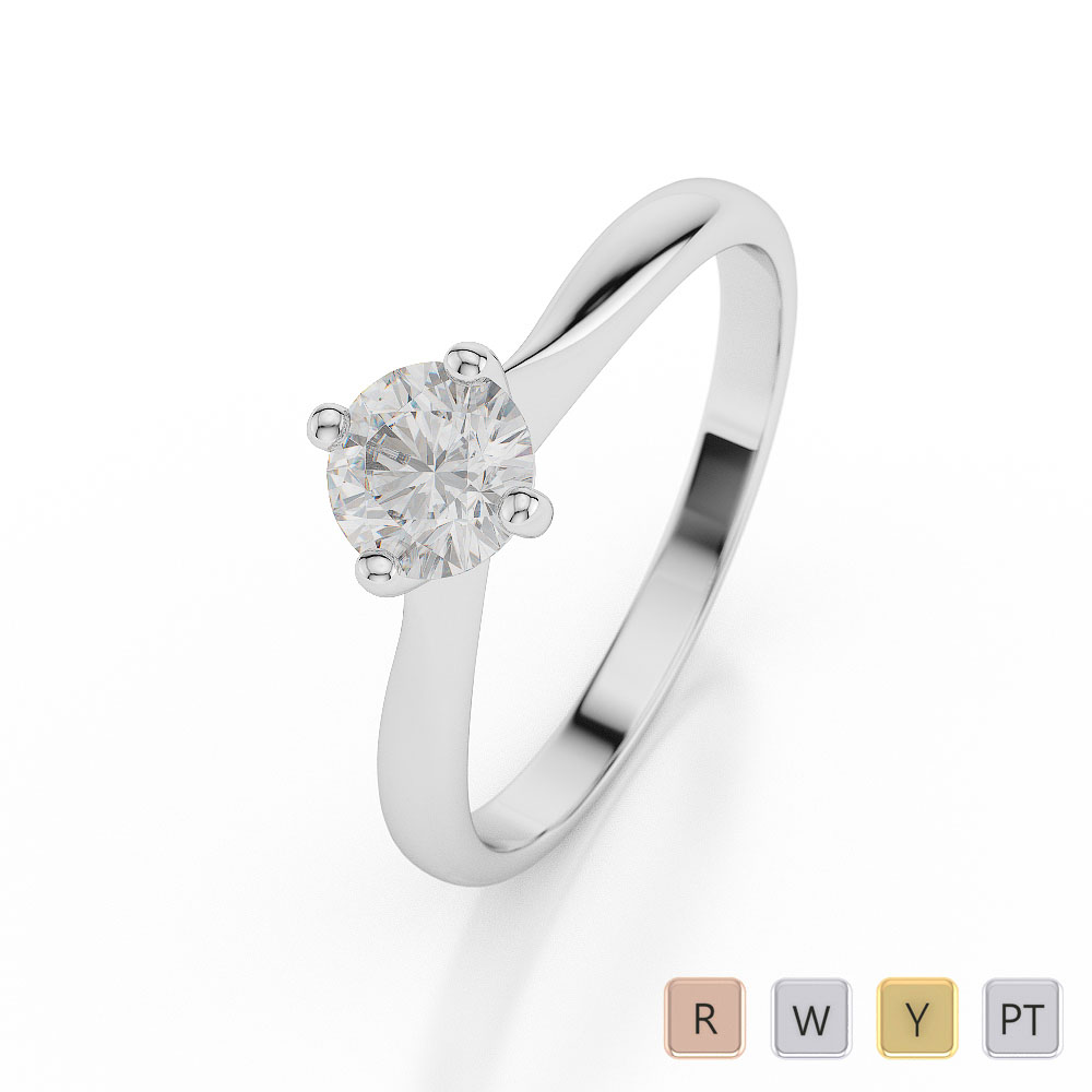 Gold / Platinum Round Shape Diamond Solitaire Ring AGDR-1024
