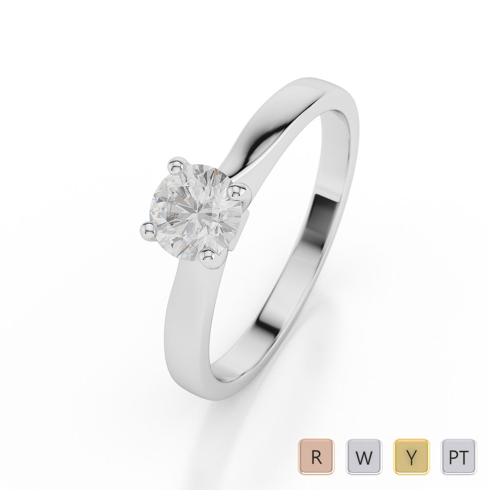 Gold / Platinum Round Shape Diamond Solitaire Ring AGDR-1025