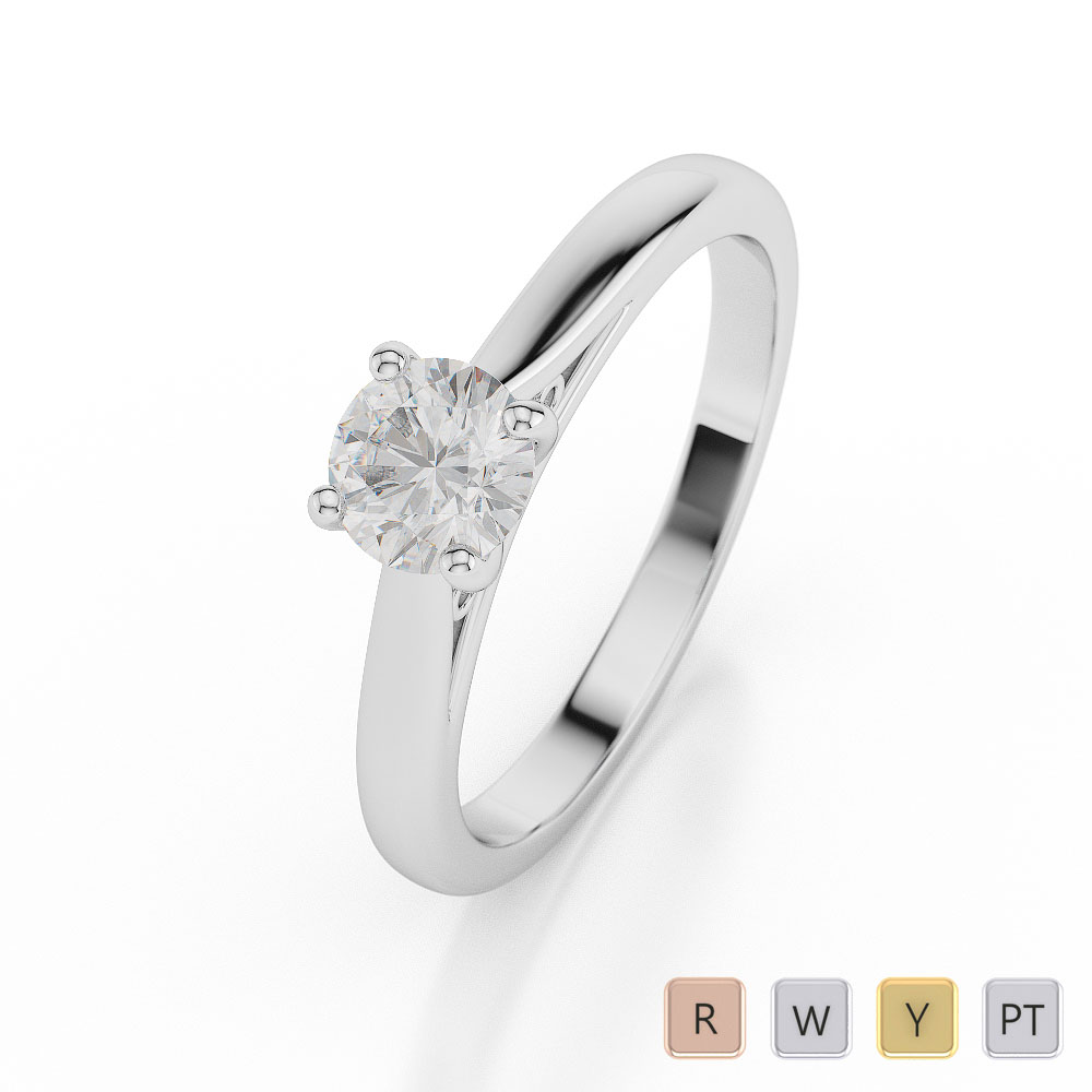 Gold / Platinum Round Shape Diamond Solitaire Ring AGDR-1030
