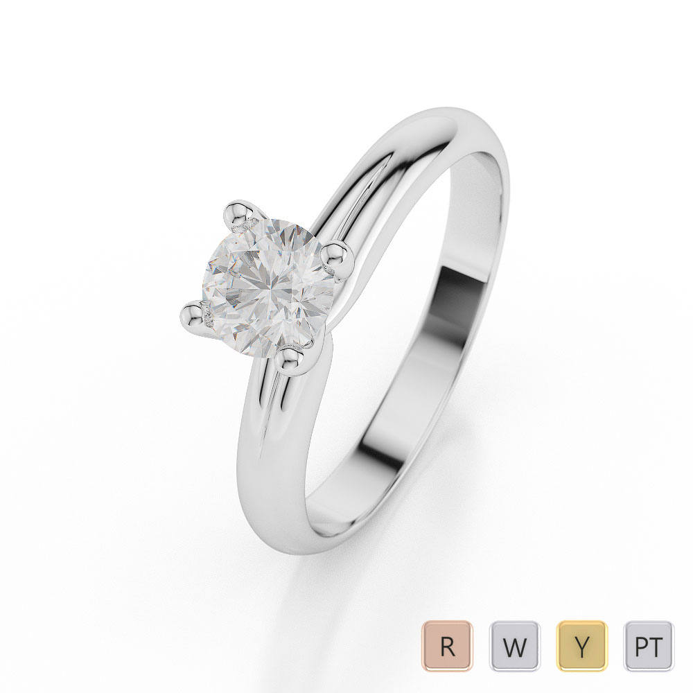 Gold / Platinum Round Shape Diamond Solitaire Ring AGDR-1032