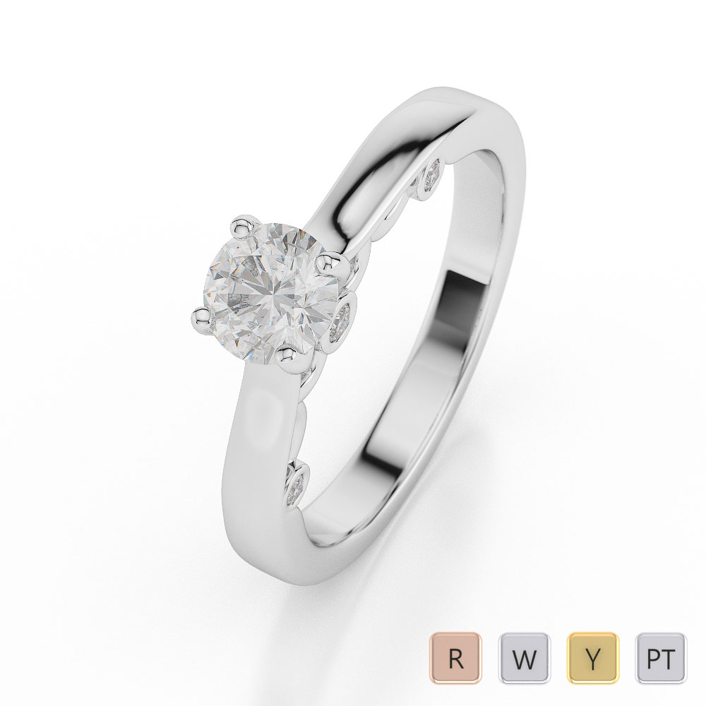 Gold / Platinum Round Shape Diamond Solitaire Ring AGDR-1033