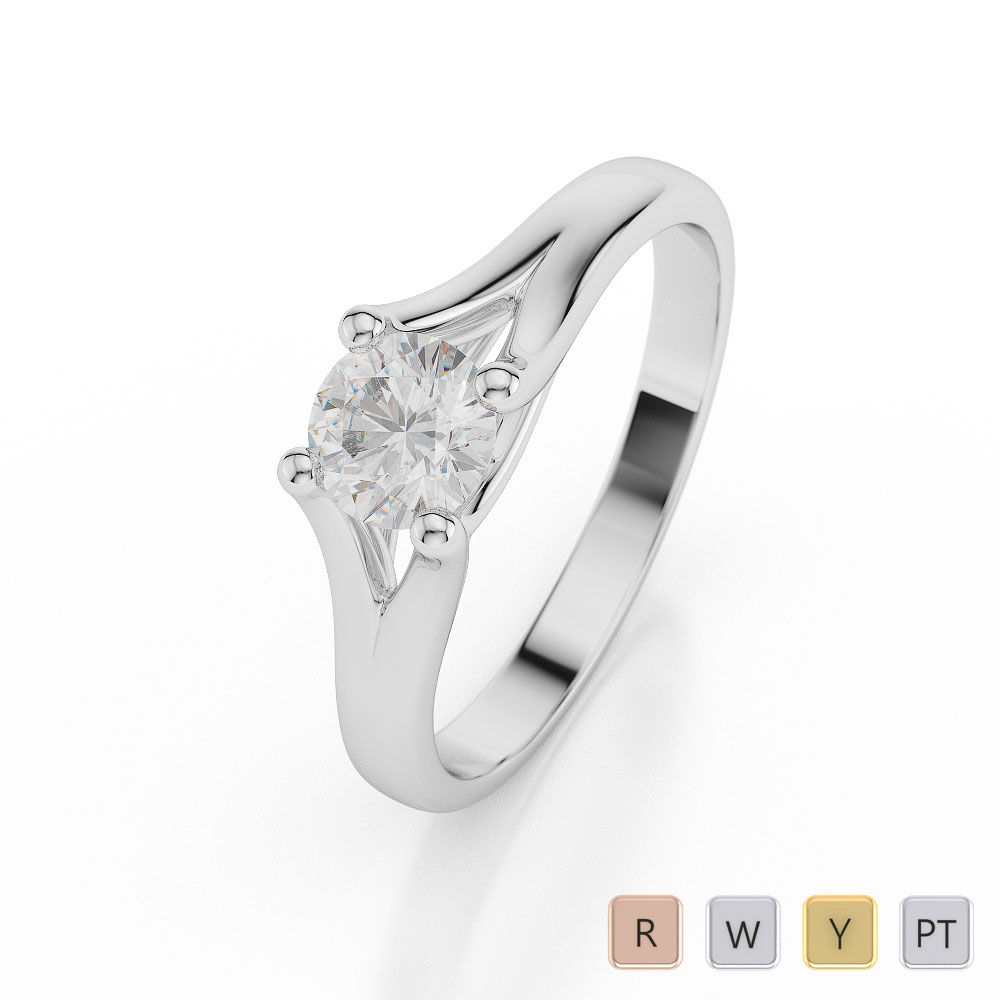 Gold / Platinum Round Shape Diamond Solitaire Ring AGDR-1034