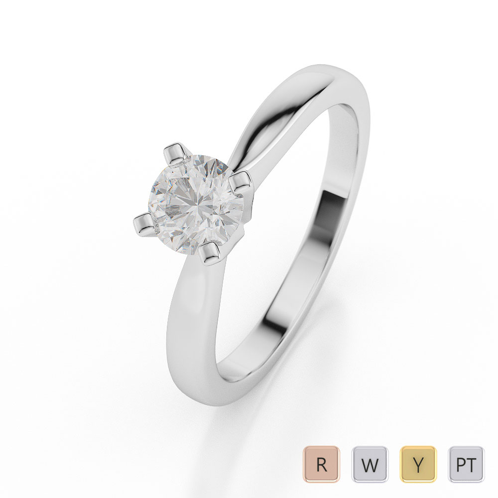 Gold / Platinum Round Shape Diamond Solitaire Ring AGDR-1035
