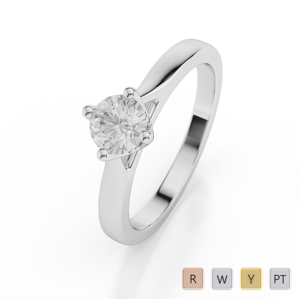 Gold / Platinum Round Shape Diamond Solitaire Ring AGDR-1036