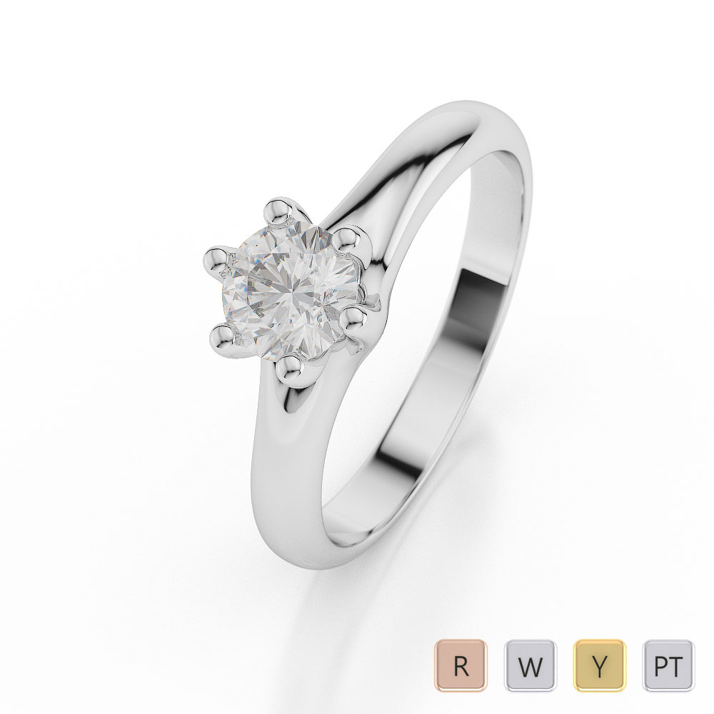 Gold / Platinum Round Shape Diamond Solitaire Ring AGDR-1037