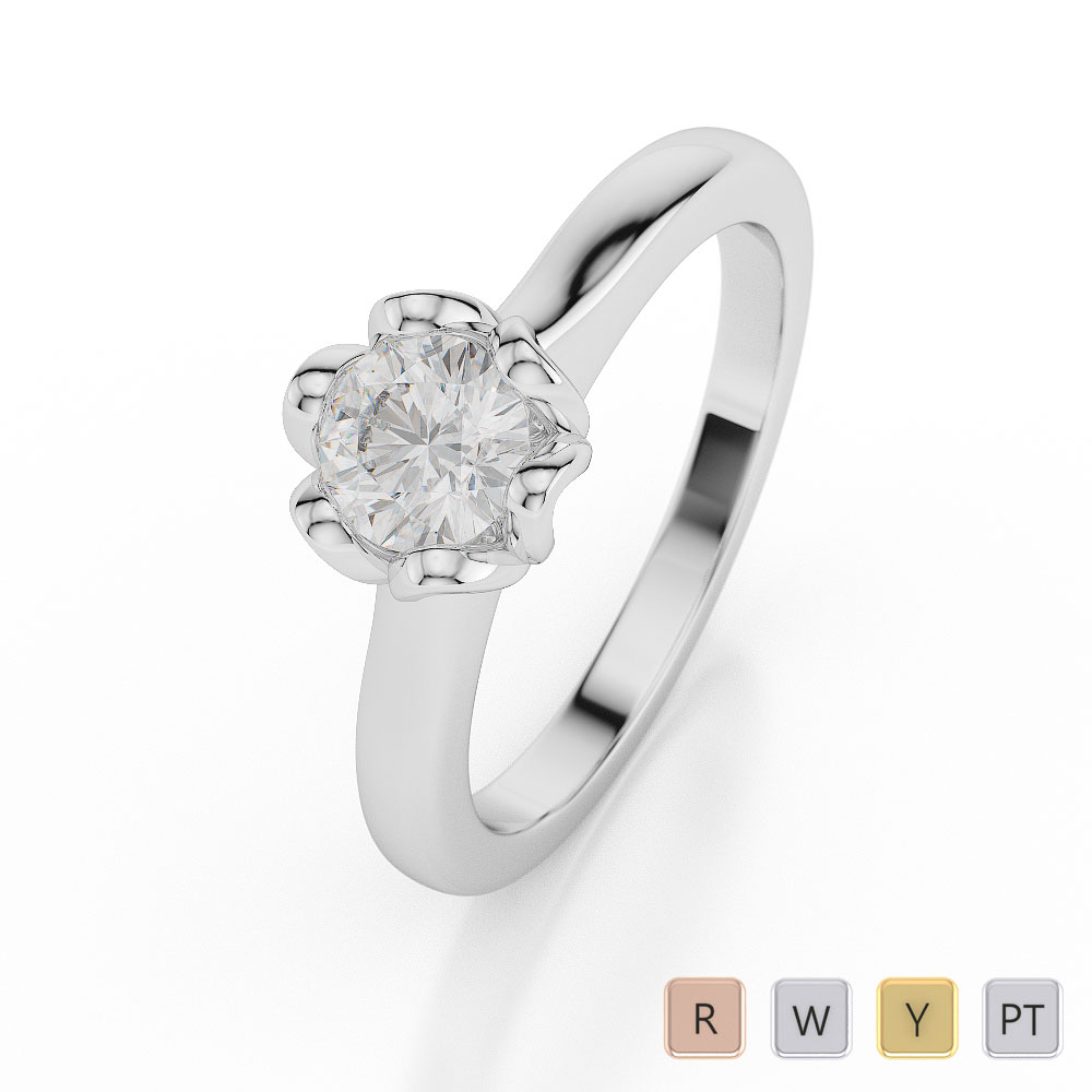 Gold / Platinum Round Shape Diamond Solitaire Ring AGDR-1038