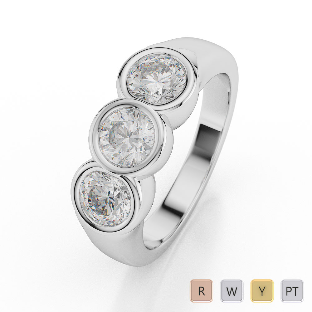 Gold / Platinum Diamond 3 (Three) Stone Ring AGDR-1039