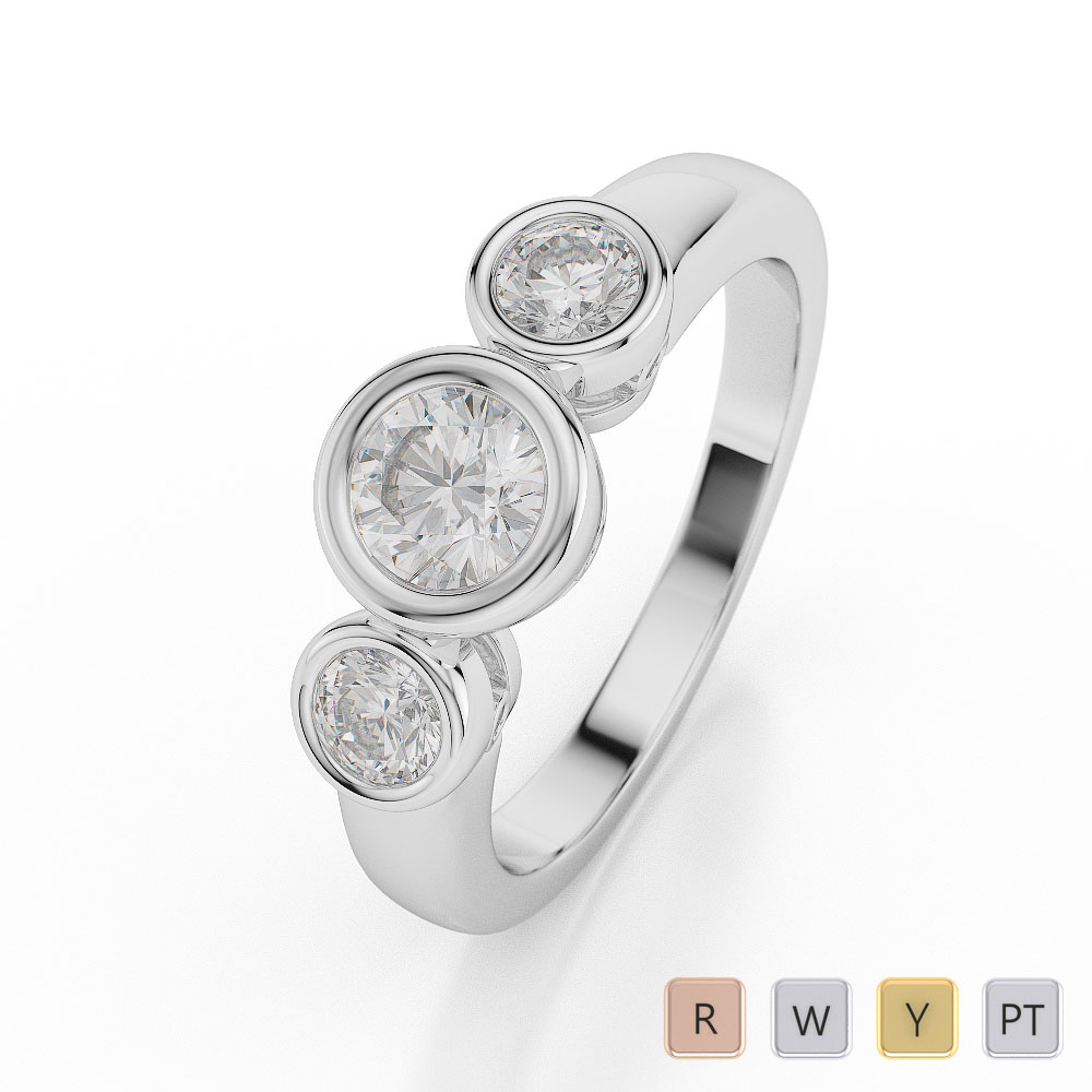 Gold / Platinum Diamond 3 (Three) Stone Ring AGDR-1040
