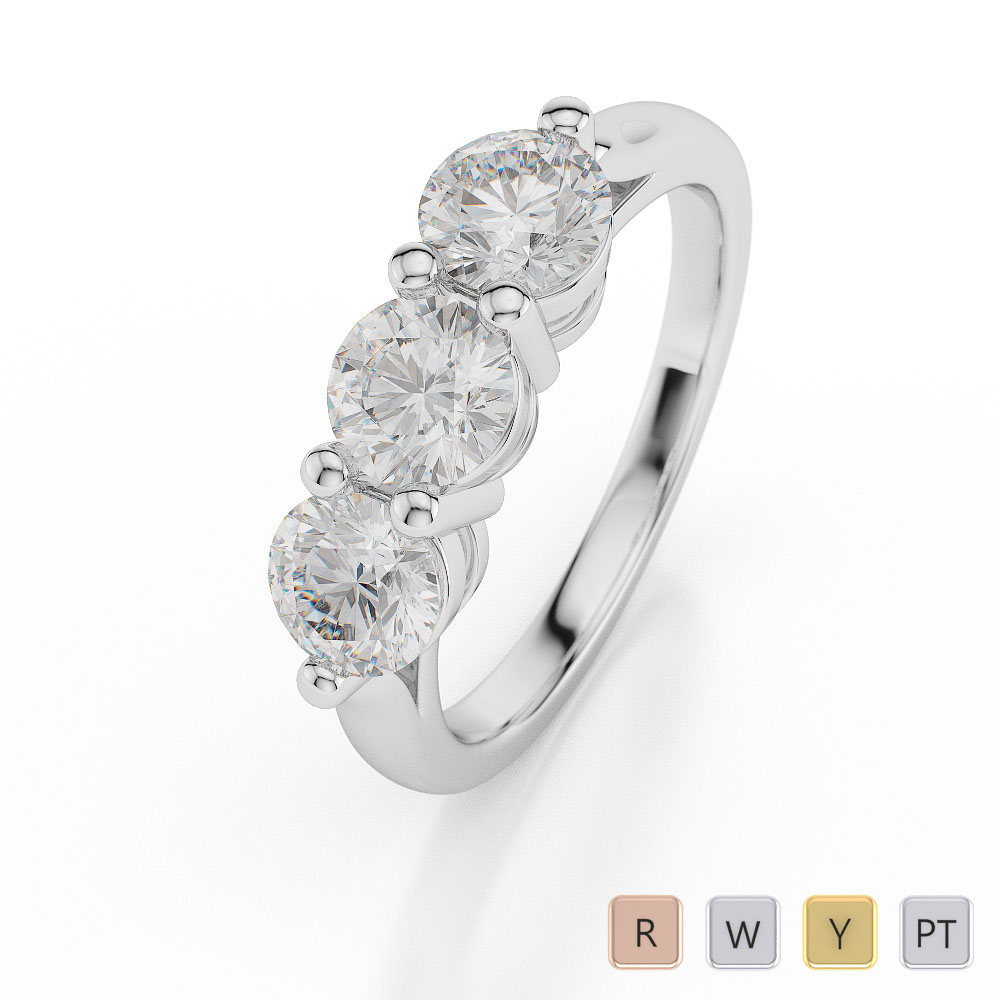 Gold / Platinum Diamond 3 (Three) Stone Ring AGDR-1043