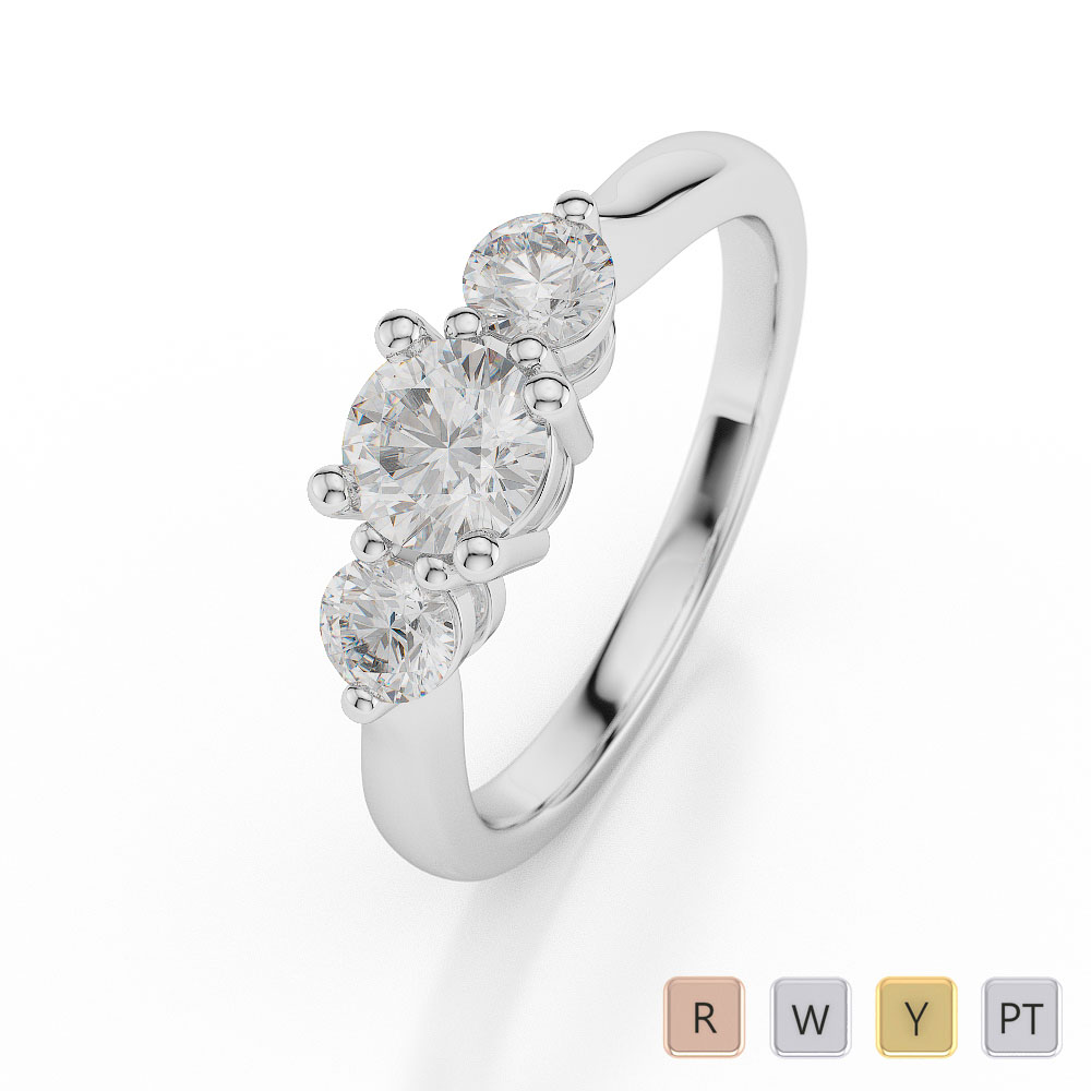 Gold / Platinum Diamond 3 (Three) Stone Ring AGDR-1044